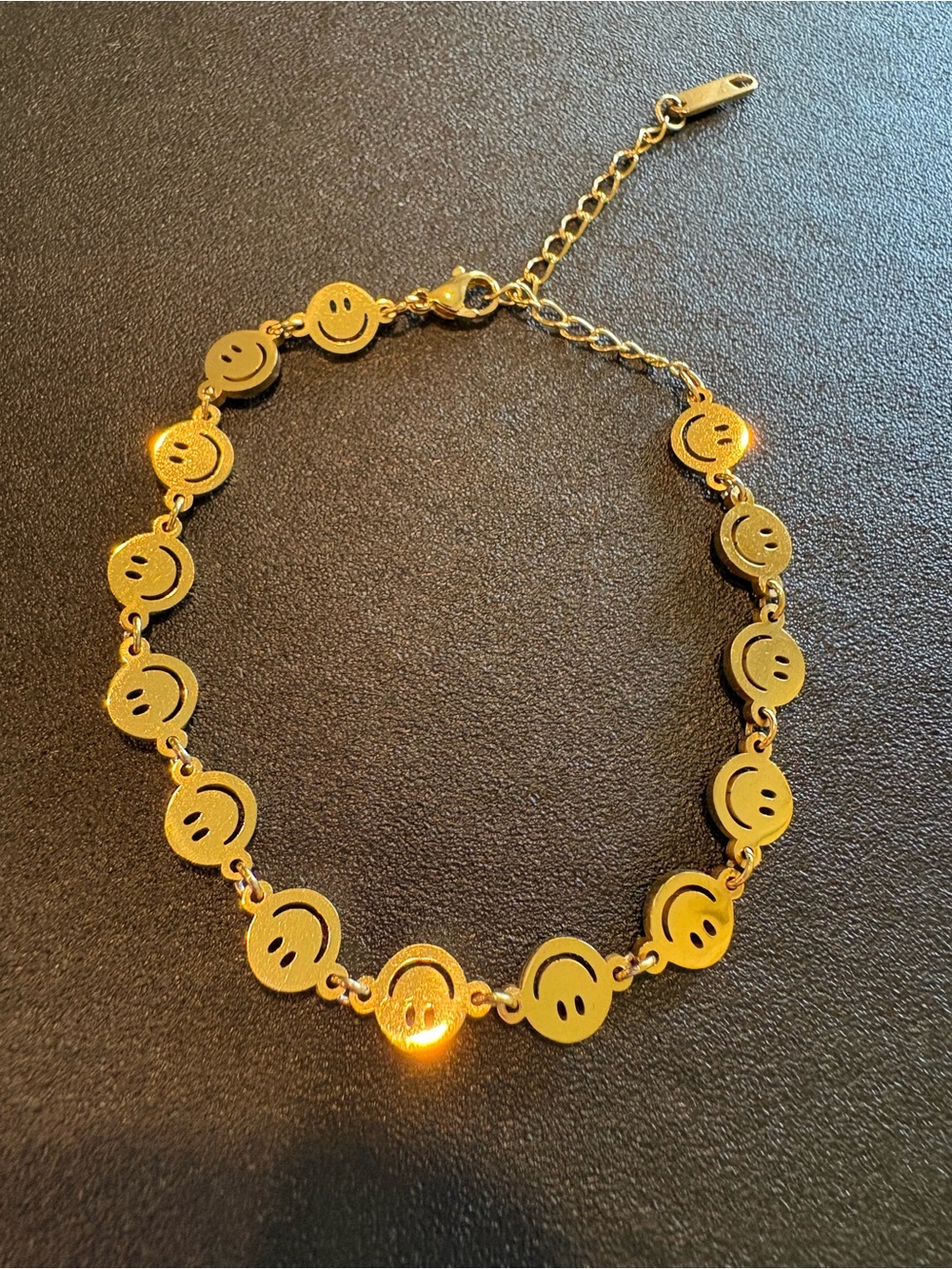 Gold Smiley Face Link Bracelet - Women Jewelry
